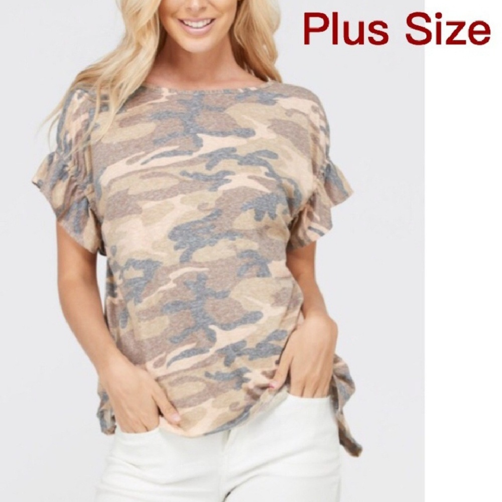 Plus Size Camo Top